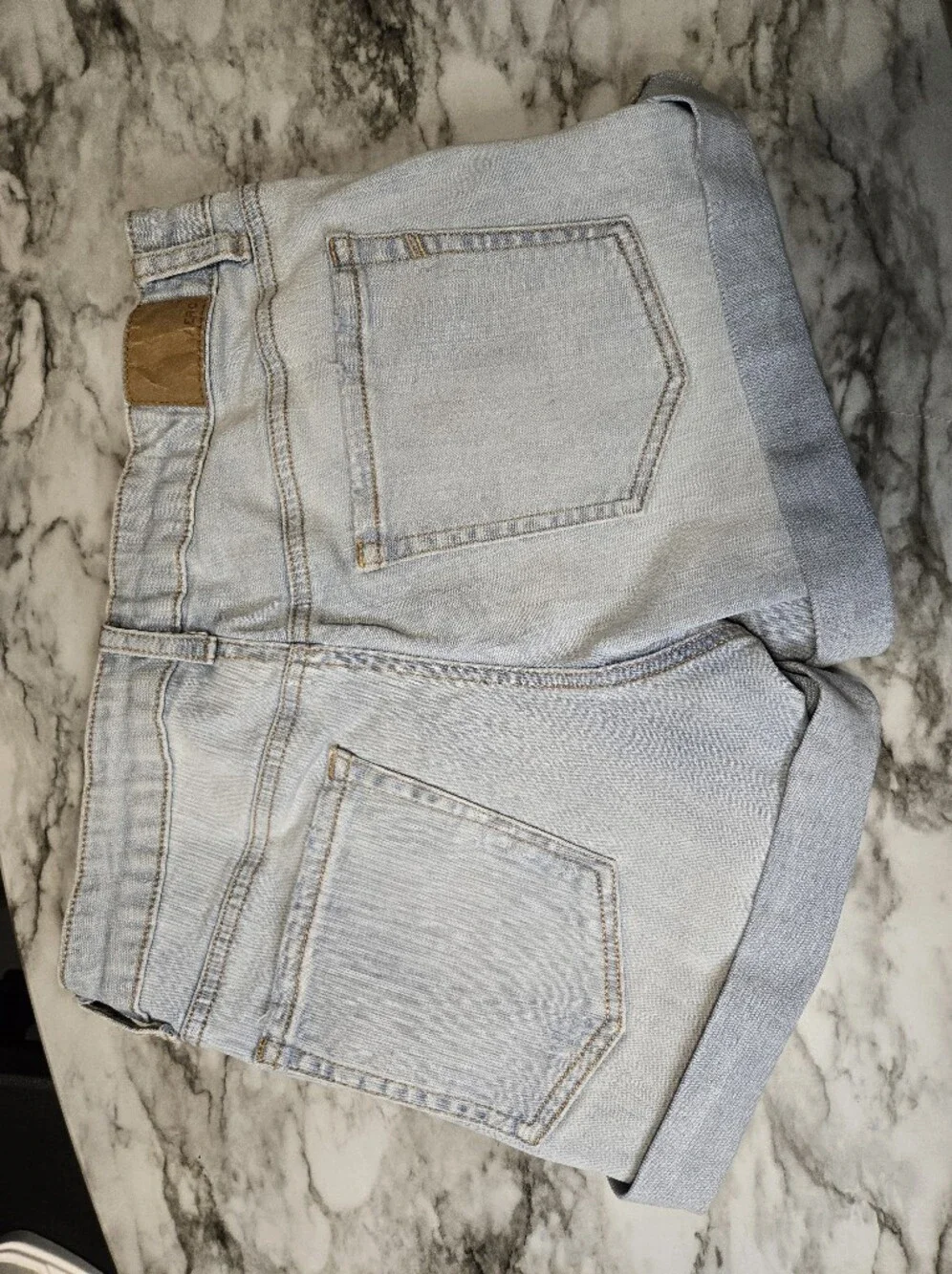 Aero Women's Light Blue Distressed Rolled-Hem Denim Shorts